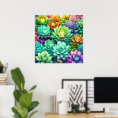 Kleurrijke Succulenten Collage Poster (Thuiskantoor)