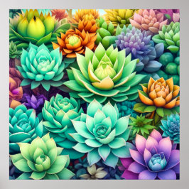 Kleurrijke Succulenten Collage Poster