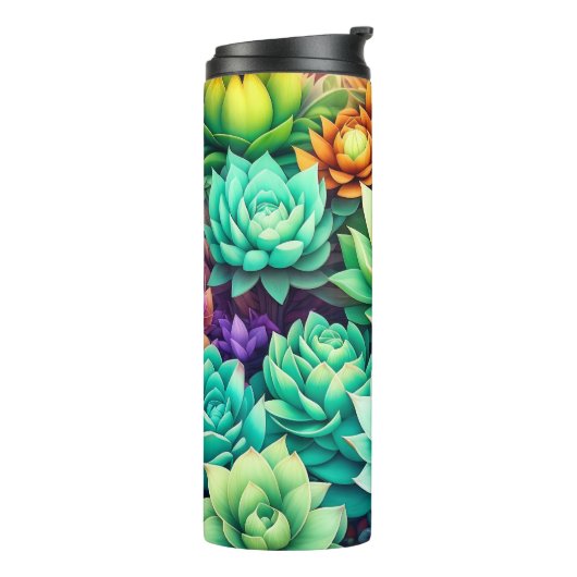 Kleurrijke Succulenten Collage Thermosbeker (Gedraaid links)