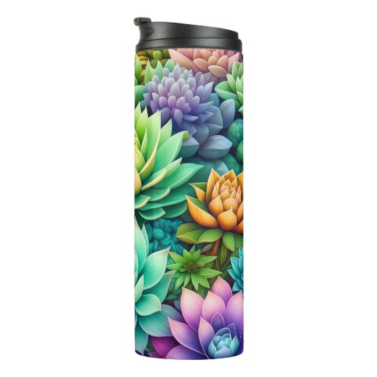Kleurrijke Succulenten Collage Thermosbeker (Geroteerd rechts)