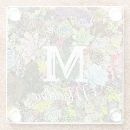 kleurrijke Succulenten Glazen Onderzetter (Achterkant)