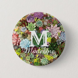 Kleurrijke Succulenten Ronde Button 5,7 Cm