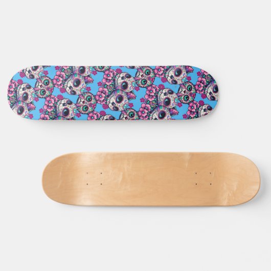 Kleurrijke Sugar Skull Cat Patroon Persoonlijk Skateboard (Horizontaal)