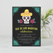 Kleurrijke Sugar Skull Day of the Dead Party Kaart (Staand voorkant)