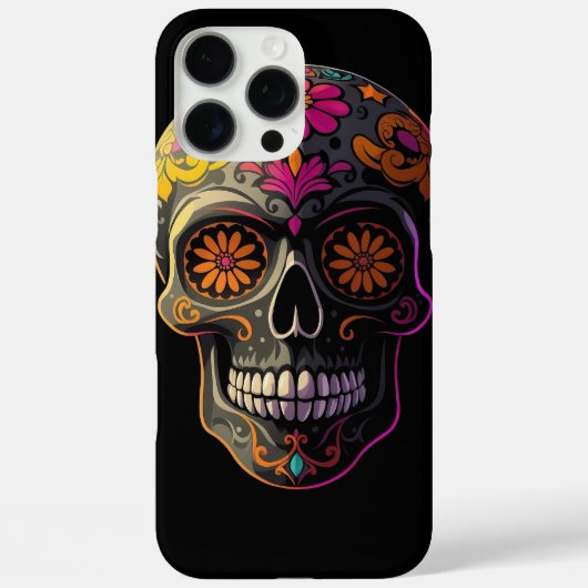 Kleurrijke Sugar Skull Floral Art esthetisch Case-Mate iPhone Case (Achterkant)