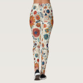 Kleurrijke Sugar Skull Floral Retro Dag van de Dod Leggings (Achterkant)