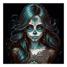 Kleurrijke Sugar Skull no 2 Glossy Poster