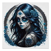 Kleurrijke Sugar Skull no 9 Glossy Poster