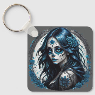 Kleurrijke Sugar Skull no 9 Glossy Poster Sleutelhanger