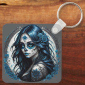 Kleurrijke Sugar Skull no 9 Glossy Poster Sleutelhanger (Achterkant)