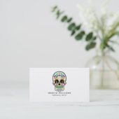 Kleurrijke Sugar Skull op wit Visitekaartje (Staand voorkant)