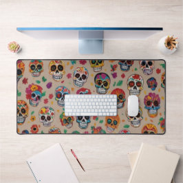Kleurrijke Sugar Skull Pattern Design Bureaumat