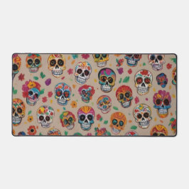 Kleurrijke Sugar Skull Pattern Design Bureaumat