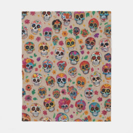 Kleurrijke Sugar Skull Pattern Design Fleece Deken