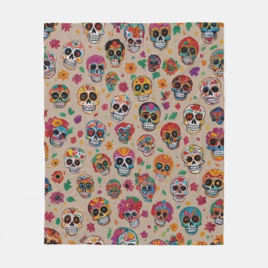 Kleurrijke Sugar Skull Pattern Design Fleece Deken (Voorkant)