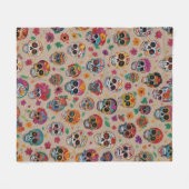Kleurrijke Sugar Skull Pattern Design Fleece Deken (Voorkant (Horizontaal))