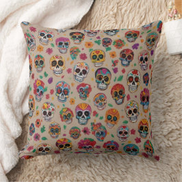 Kleurrijke Sugar Skull Pattern Design Kussen