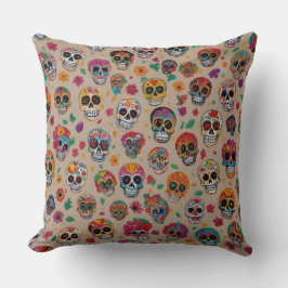 Kleurrijke Sugar Skull Pattern Design Kussen