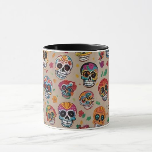 Kleurrijke Sugar Skull Pattern Design Mok (Midden)