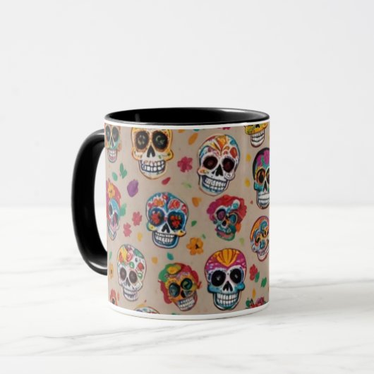 Kleurrijke Sugar Skull Pattern Design Mok (Voorkant links)
