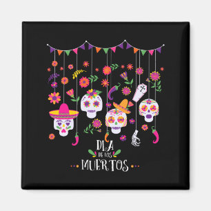 Kleurrijke Suiker Calavera Schedels Dag Van Overhe Magneet