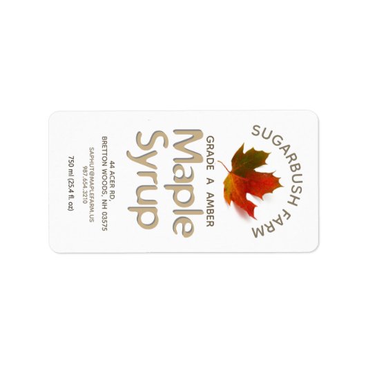 Kleurrijke suiker Maple Leaf Syrup Label (Voorkant)