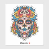Kleurrijke suiker schedel illustratie ontwerp sticker (Vel)