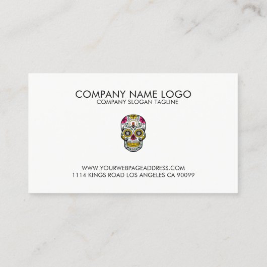 Kleurrijke suiker schedel interne vlam visitekaartje (Achterkant)