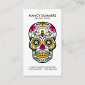 Kleurrijke suiker schedel interne vlam visitekaartje (Voorkant)