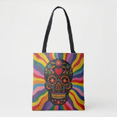 Kleurrijke suiker schedeltas met regenboog ontwerp tote bag (Voorkant)