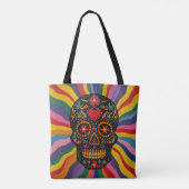 Kleurrijke suiker schedeltas met regenboog ontwerp tote bag (Achterkant)