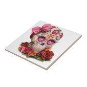 Kleurrijke suiker Schuif op witte keramische tegel Tegeltje (Zijkant)