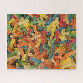 Kleurrijke suikerbeklede kauwzoete ondergrond legpuzzel