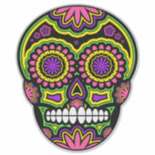 Kleurrijke suikerschedel Dag van de dood Sticker (Voorkant)