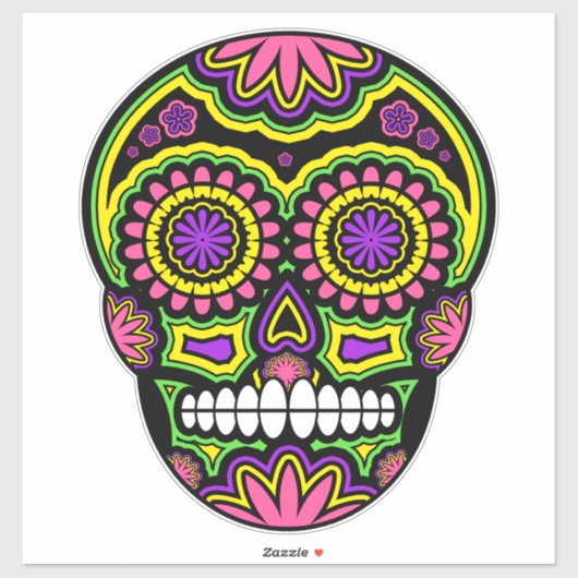 Kleurrijke suikerschedel Dag van de dood Sticker (Vel)