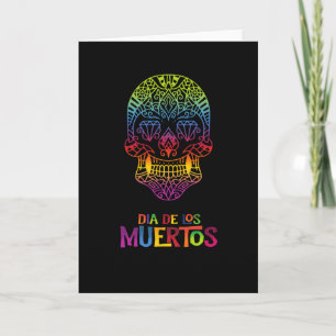 Kleurrijke suikerschedel dia de los muertos kaart