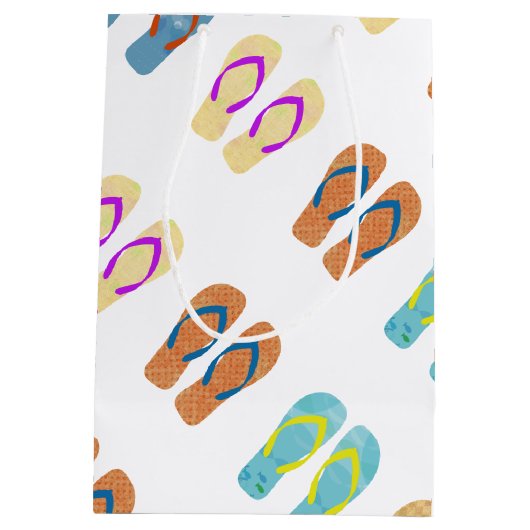 Kleurrijke Summer Beach Party Teenslippers Gift Ba Medium Cadeauzakje (Achterkant)