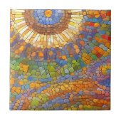 Kleurrijke Sun Gaudi-geïnspireerde mozaïekkunst Tegeltje (Voorkant)