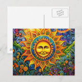 Kleurrijke Sun Hippy Art Briefkaart (Voorkant / Achterkant)