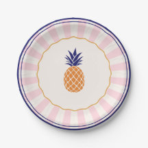 Kleurrijke Sunburst Retro Ananas Papier Borden