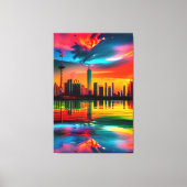 Kleurrijke Sunset Cityscape Art Canvas Afdruk (Voorkant)