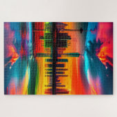 Kleurrijke Sunset Cityscape Art Legpuzzel (Horizontaal)