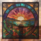 Kleurrijke Sunset Landscape Faux Glas in lood Raamsticker (Vel 2)