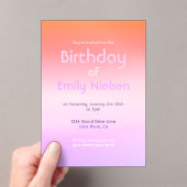 Kleurrijke Sunset Ombre Moderne Verjaardag Uitnodi Acryl Uitnodigingen (Insitu (Draagbaar))