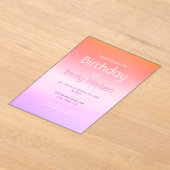 Kleurrijke Sunset Ombre Moderne Verjaardag Uitnodi Acryl Uitnodigingen (Laagn)