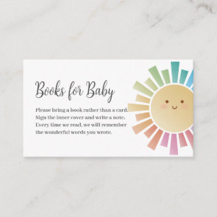 Kleurrijke Sunshine Baby shower Boeken voor Baby Informatiekaartje