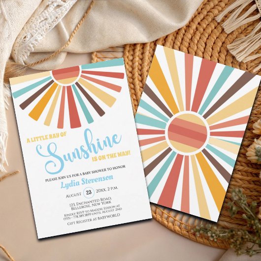 Kleurrijke Sunshine Boho Baby shower Kaart