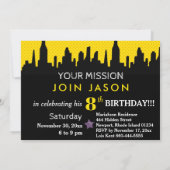 ** Kleurrijke SUPERHEROS Kids verjaardagsfeestje Kaart (Achterkant)