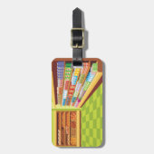 Kleurrijke supermarkt gangpad en bakkerij bagagelabel (Voorkant verticaal)