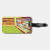 Kleurrijke supermarkt gangpad en bakkerij bagagelabel (Achterkant horizontaal)